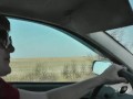 Beautiful Milf driving Car with Vibrator inside Pussy, fellow traveler see