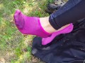 my GF show her feet in socks (outdore)