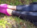 my GF show her feet in socks (outdore)