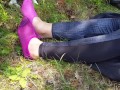 my GF show her feet in socks (outdore)