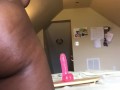 Horny Ebony Fucks Pink Dick pt 1