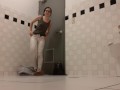 Naughty Girl Pisses In a Drain On The Floor