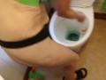 Look At My Bum...I Clean My Toilet In A Black Thong And Blue Sports Bra...