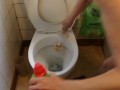 Look At My Bum...I Clean My Toilet In A Black Thong And Blue Sports Bra...
