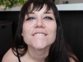 horny slut takes HUGE facial