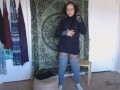 Squirting after getting dressed for my first burglary | hairy pussy