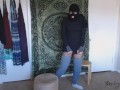 Squirting after getting dressed for my first burglary | hairy pussy