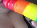 Pride Themed Dildo Blowjob
