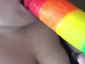 Pride Themed Dildo Blowjob