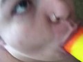 Pride Themed Dildo Blowjob
