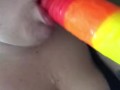 Pride Themed Dildo Blowjob