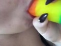 Pride Themed Dildo Blowjob