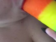 Pride Themed Dildo Blowjob