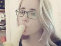 Compilation 18 year old teen sucks a banana, imagining that it is a dick