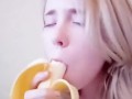 Compilation 18 year old teen sucks a banana, imagining that it is a dick