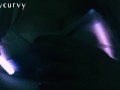 Carlycurvy plays with glow sticks while rubbing big boobs and clit down 