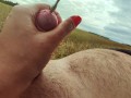 Beautiful public urethral plug in field - real sounding outdoor cum 4K