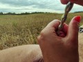 Beautiful public urethral plug in field - real sounding outdoor cum 4K