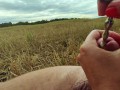 Beautiful public urethral plug in field - real sounding outdoor cum 4K