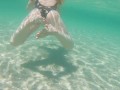 Risky Busy Public Beach Underwater Handjob Cumshot | Curvy Ginger Redhead