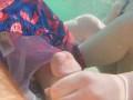Risky Busy Public Beach Underwater Handjob Cumshot | Curvy Ginger Redhead