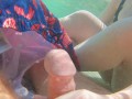 Risky Busy Public Beach Underwater Handjob Cumshot | Curvy Ginger Redhead