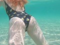 Risky Busy Public Beach Underwater Handjob Cumshot | Curvy Ginger Redhead