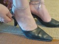 Shoeplay with dangling and slapping + cumshot in shoes