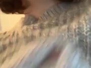 Short Hair Brunette Plays with Tits on Snap