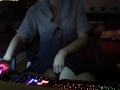 Gamer girl touches her hairy pussy after winning a match