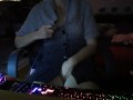 Gamer girl touches her hairy pussy after winning a match