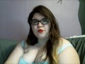 Brunette BBW Plays with and Licks DDD Tits