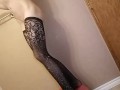 Sexy smoking in gemmed stockings- pigtails long legs diamomds 