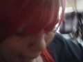 Redhead giving SLOPPY DEEPTHROAT