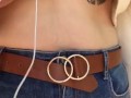 Milkymama walks showing tits in public