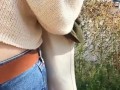 Milkymama walks showing tits in public