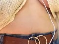 Milkymama walks showing tits in public