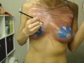 My First Time Body Paiting with Gentle Touch and Romantic Music