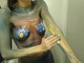 My First Time Body Paiting with Gentle Touch and Romantic Music