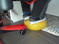Male shoeplay and stomping stuff at home in Nikes, Vans, blue stiped socks