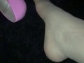Mistress Lydia D'Ouleur Twirls Her Pantyhose Foot with Size 11 Pink Heels