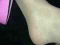 Mistress Lydia D'Ouleur Twirls Her Pantyhose Foot with Size 11 Pink Heels