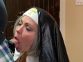 Slutty Nun Sucks Cock Till She Gets A Sticky Cum Confession On Her Face