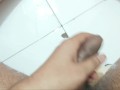Fat cock jerking off while taking shower