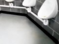 Naked in toilet and walk to urinal and pee