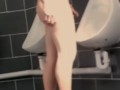 Naked in toilet and walk to urinal and pee