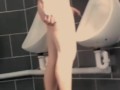 Naked in toilet and walk to urinal and pee