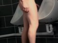 Naked in toilet and walk to urinal and pee