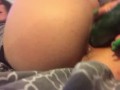 Sexy teen fucks herself with cucumber
