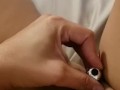 Slut wife cums hard with bullet vibrator watching another man Jack off 